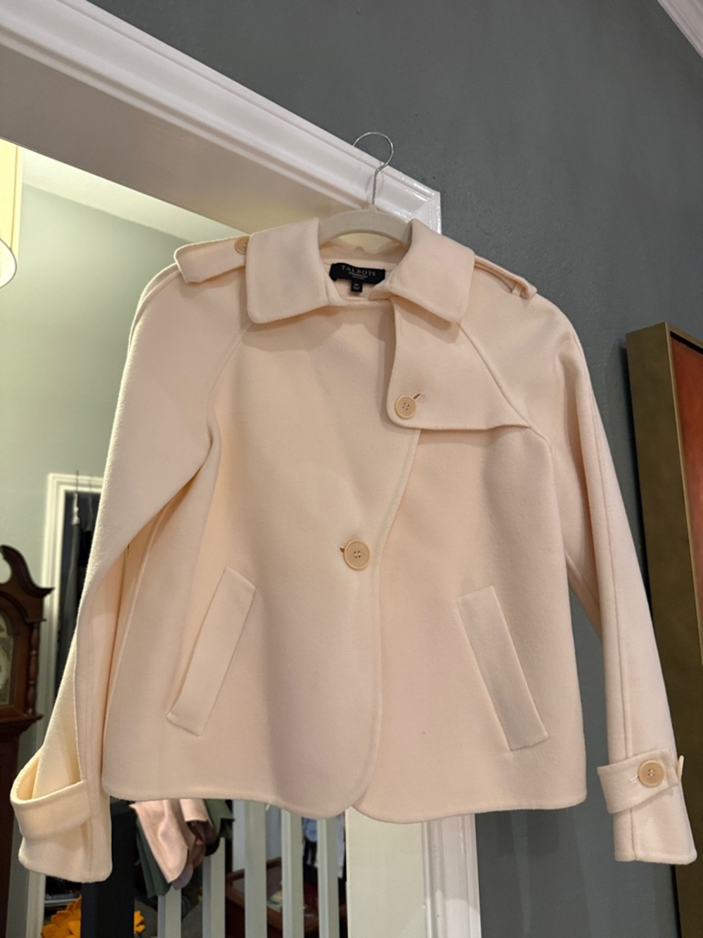 Talbots Cream Women's Short Wool-Blend Peacoat